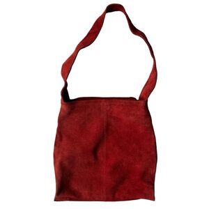 Vintage Lord & Taylor Leather Suede Burnt Orange Red Hobo Bag Purse